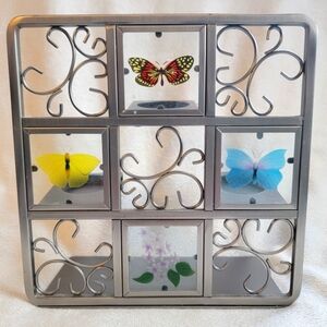 PartyLite P7729 Butterfly Tealight Easel Metal & Glass 3 Candle Holder